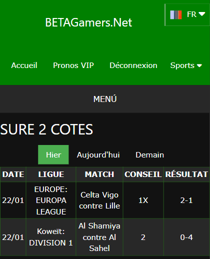 pari VIP gagné ticket